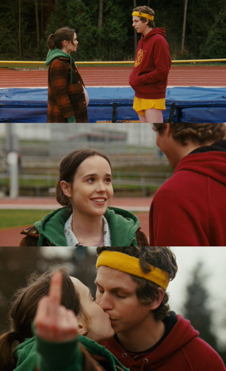 Juno: Also, I think I’m in love with you.Bleeker: What, you mean as friends?Juno: No, for real. I think you are the coolest person I’ve ever met. And you don’t even have to try.Bleeker: I try really hard, actually…Juno: No, you’re naturally smart. You always think of the funniest things to do. Remember when you passed me that postcard during Spanish class, and it was addressed like, “Junebug MacGuff, Row 4, Third Seat From the Blackboard”? And it said, “I’m having fun in Barcelona — wish you were here”? That was hilarious.Bleeker: I was just bored. I only think school is awesome like, 80% of the time.Juno: Plus, you’re the only person who doesn’t stare at my stomach all the fucking time. You actually look at my face. And every time I look at you, the baby starts kicking me super hard.Bleeker: It does? Wizard!Juno: I think it’s because my heart starts pounding when I see you.Bleeker: Mine too.Juno: Basically, I’m completely smitten with you, and I don’t care if I’m making an ass out of myself right now, because you’ve seen me make an ass out of myself a million times, and you still want to be my friend.